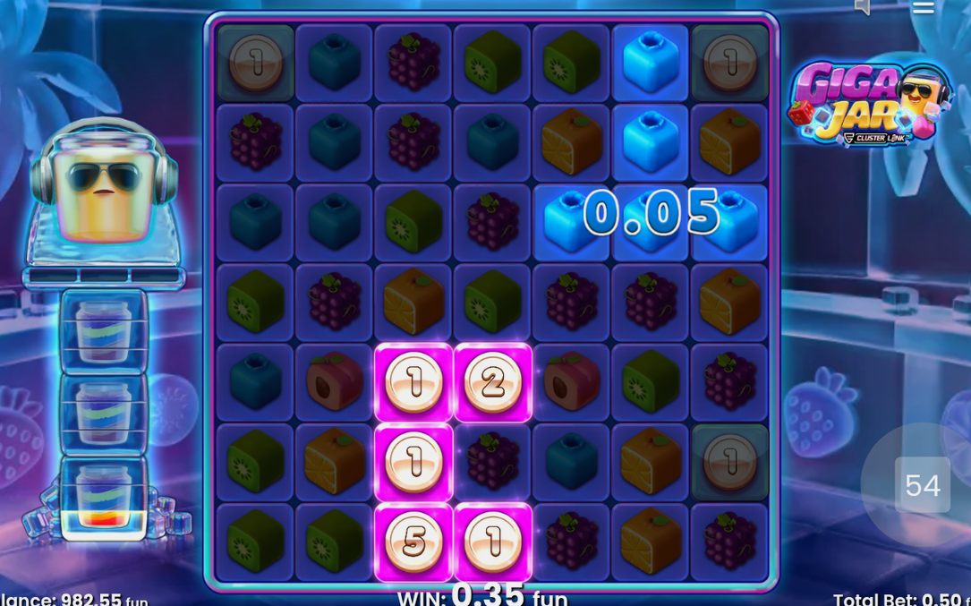 Kluster av fem eller fler kuber på 7x7-rutnätet