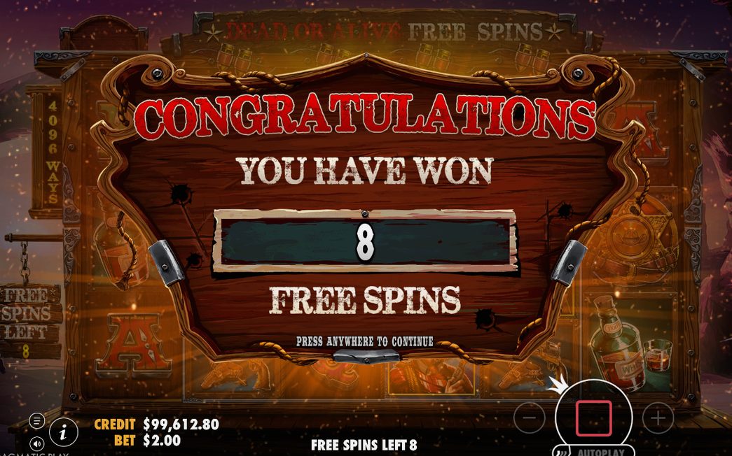 WANTED Free Spins på 2304-vägsrutnätet med varm solnedgångsbakgrund